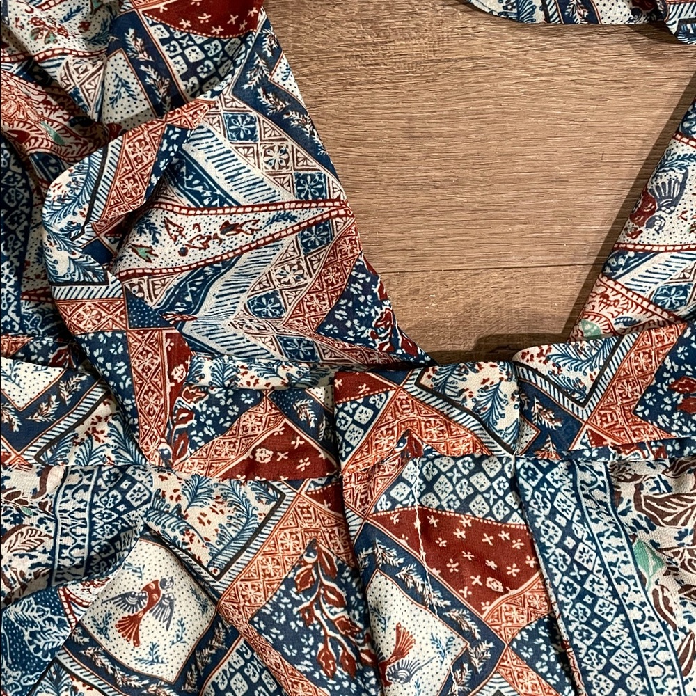 Anthropologie Elevenses Seaflower Patterned Flowy Wide Leg Low Rise Pant - Picture 7 of 16